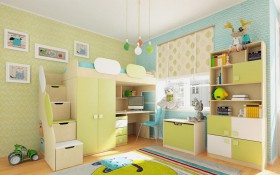Детская комната Эппл (Зеленый/Белый/корпус Клен) в Марьяновке - maryanovka.katalogmebeli.com | фото 2