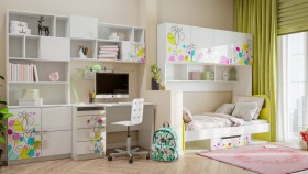 Детская комната Флер (Белый/корпус Выбеленное дерево) в Марьяновке - maryanovka.katalogmebeli.com | фото 2
