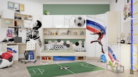 Детская комната Футбол ЧМ (Белый/Синий/корпус Клен) в Марьяновке - maryanovka.katalogmebeli.com | фото 2