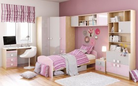 Детская комната Грэйси (Розовый/Серый/корпус Клен) в Марьяновке - maryanovka.katalogmebeli.com | фото 3