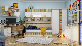 Детская комната Клаксон без машинок (Белый/корпус Клен) в Марьяновке - maryanovka.katalogmebeli.com | фото 5