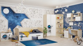 Детская комната Санни (Белый/корпус Клен) в Марьяновке - maryanovka.katalogmebeli.com | фото 2