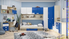 Детская комната Скай Люкс (Синий/Белый/корпус Клен) в Марьяновке - maryanovka.katalogmebeli.com | фото 3
