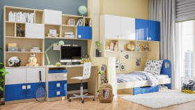 Детская комната Скай Люкс (Синий/Белый/корпус Клен) в Марьяновке - maryanovka.katalogmebeli.com | фото 9