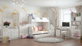 Детская комната Совушки (Белый/корпус Выбеленное дерево) в Марьяновке - maryanovka.katalogmebeli.com | фото 3