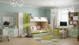 Детская комната Твит (Белый/Зеленый/корпус Клен) в Марьяновке - maryanovka.katalogmebeli.com | фото 4