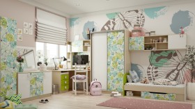 Детская комната Твит (Белый/Зеленый/корпус Клен) в Марьяновке - maryanovka.katalogmebeli.com | фото