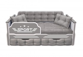Кровать 160 серии Спорт 2 ящика 45 Серый (подушки) в Марьяновке - maryanovka.katalogmebeli.com | фото