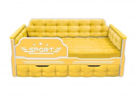 Кровать 160 серии Спорт 2 ящика 74 Жёлтый (мягкие боковые накладки) в Марьяновке - maryanovka.katalogmebeli.com | фото