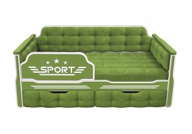 Кровать 160 серии Спорт 2 ящика 76 Зелёный (мягкие боковые накладки) в Марьяновке - maryanovka.katalogmebeli.com | фото