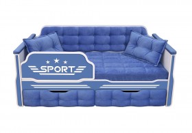 Кровать 160 серии Спорт 2 ящика 85 Синий (подушки) в Марьяновке - maryanovka.katalogmebeli.com | фото