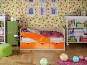 Кровать Бабочки 1,6м (Оранжевый металлик) в Марьяновке - maryanovka.katalogmebeli.com | фото
