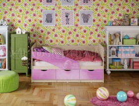 Кровать Бабочки 1,6м (Сиреневый металлик) в Марьяновке - maryanovka.katalogmebeli.com | фото