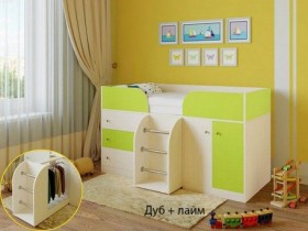Кровать-чердак Малыш-4 Дуб молочный/Лайм в Марьяновке - maryanovka.katalogmebeli.com | фото