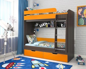 Кровать двухъярусная Юниор-5  Бодего/Оранжевый в Марьяновке - maryanovka.katalogmebeli.com | фото