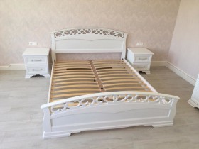 Кровать Грация-1 из массива сосны 1600*2000 Белый античный в Марьяновке - maryanovka.katalogmebeli.com | фото 9