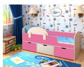 Кровать Малыш-мини Дуб молочный/Розовый в Марьяновке - maryanovka.katalogmebeli.com | фото
