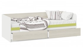 Кровать «Сканди» с 2 ящиками Дуб Гарден/Белый/Зеленый в Марьяновке - maryanovka.katalogmebeli.com | фото 2