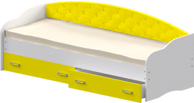 Кровать Софа-7 с мягкой спинкой (800х1900) Белый/Желтый в Марьяновке - maryanovka.katalogmebeli.com | фото