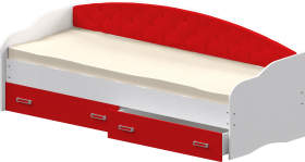 Кровать Софа-7 с мягкой спинкой (800х1900) Белый/Красный в Марьяновке - maryanovka.katalogmebeli.com | фото