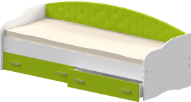 Кровать Софа-7 с мягкой спинкой (800х1900) Белый/Лайм в Марьяновке - maryanovka.katalogmebeli.com | фото