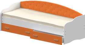 Кровать Софа-7 с мягкой спинкой (800х1900) Белый/Оранжевый в Марьяновке - maryanovka.katalogmebeli.com | фото