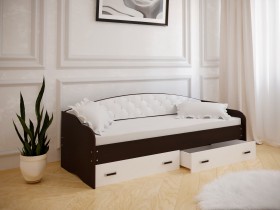 Кровать Софа-7 с мягкой спинкой (800х1900) Венге/ Белый в Марьяновке - maryanovka.katalogmebeli.com | фото