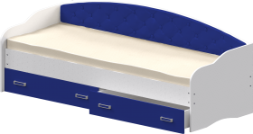Кровать Софа-8 с мягкой спинкой (900х1900) Белый/Синий в Марьяновке - maryanovka.katalogmebeli.com | фото