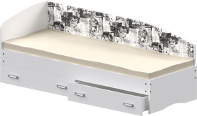 Кровать Софа-9 с мягкой спинкой с рисунком Милана (900х2000) Белый в Марьяновке - maryanovka.katalogmebeli.com | фото