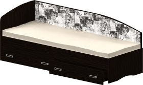 Кровать Софа-9 с мягкой спинкой с рисунком Милана (900х2000) Венге в Марьяновке - maryanovka.katalogmebeli.com | фото