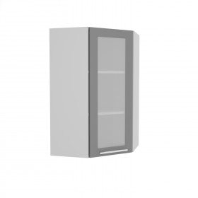 Квадро ВПУС 550 шкаф верхний угловой со стеклом высокий (Железо/корпус Серый) в Марьяновке - maryanovka.katalogmebeli.com | фото