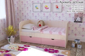 Мальвина Кровать детская 2 ящика 1.6 Розовыйй глянец в Марьяновке - maryanovka.katalogmebeli.com | фото