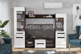 Мебель для гостиной МГС 6 (Исполнение 1/Венге/Белый глянец) в Марьяновке - maryanovka.katalogmebeli.com | фото 1