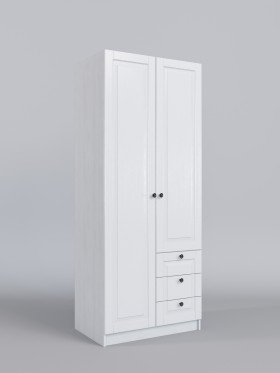 Шкаф 2-х створчатый с ящиками Классика (Белый/корпус Выбеленное дерево) в Марьяновке - maryanovka.katalogmebeli.com | фото