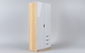 Шкаф 2-х створчатый с ящиками Лофт (Белый/корпус Дуб Сонома) в Марьяновке - maryanovka.katalogmebeli.com | фото