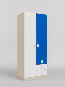 Шкаф 2-х створчатый с ящиками Скай люкс (Синий/Белый/корпус Клен) в Марьяновке - maryanovka.katalogmebeli.com | фото