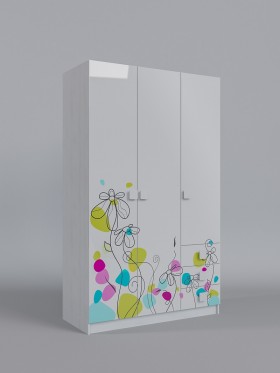 Шкаф 3-х створчатый с ящиками Флёр (Белый/корпус Выбеленное дерево) в Марьяновке - maryanovka.katalogmebeli.com | фото