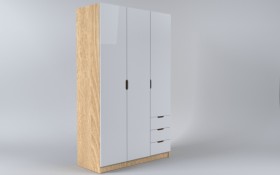 Шкаф 3-х створчатый с ящиками Лофт (Белый/корпус Дуб Сонома) в Марьяновке - maryanovka.katalogmebeli.com | фото
