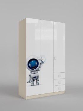 Шкаф 3-х створчатый с ящиками Санни (Белый/корпус Клен) в Марьяновке - maryanovka.katalogmebeli.com | фото