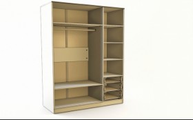 Шкаф 3-х створчатый с ящиками Скай (Синий/Белый/корпус Клен) в Марьяновке - maryanovka.katalogmebeli.com | фото 2