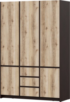 Модульная система "Прага" Шкаф для одежды трехстворчатый Дуб Венге/Дуб Делано в Марьяновке - maryanovka.katalogmebeli.com | фото