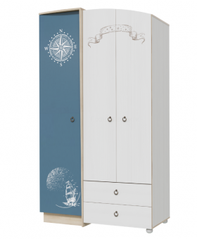Шкаф для одежды Бриз 1200 Дуб ривьера/ Рамух белый/синий в Марьяновке - maryanovka.katalogmebeli.com | фото