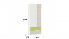 Шкаф для одежды комбинированный «Сканди» Дуб Гарден/Белый/Зеленый в Марьяновке - maryanovka.katalogmebeli.com | фото 5