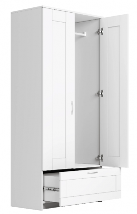 Шкаф двухдверный Сириус с 1 ящиком белый в Марьяновке - maryanovka.katalogmebeli.com | фото 3