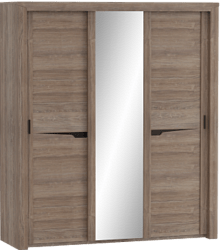 Шкаф трехдверный Соренто с раздвижными дверями Дуб стирлинг/Кофе структурный матовый в Марьяновке - maryanovka.katalogmebeli.com | фото