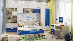 Система хранения над кроватью Скай люкс (Синий/Белый/корпус Клен) в Марьяновке - maryanovka.katalogmebeli.com | фото 2
