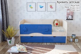 Техно Кровать детская 2 ящика 1.6 Синий глянец в Марьяновке - maryanovka.katalogmebeli.com | фото